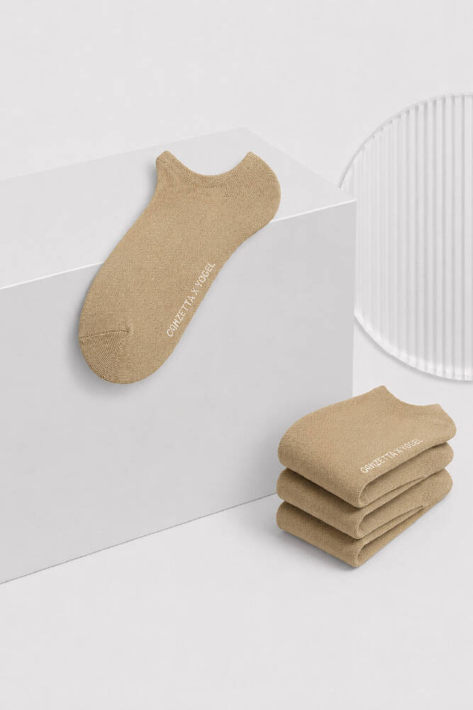 Erkek Sneaker Çorap Bej - 3'lü Set
