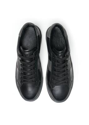 Pera Premium Deri Erkek Sneaker Ayakkabı - Siyah - 4
