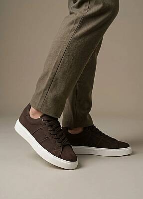 Pera Premium Deri Erkek Sneaker Ayakkabı - Kahverengi - 8