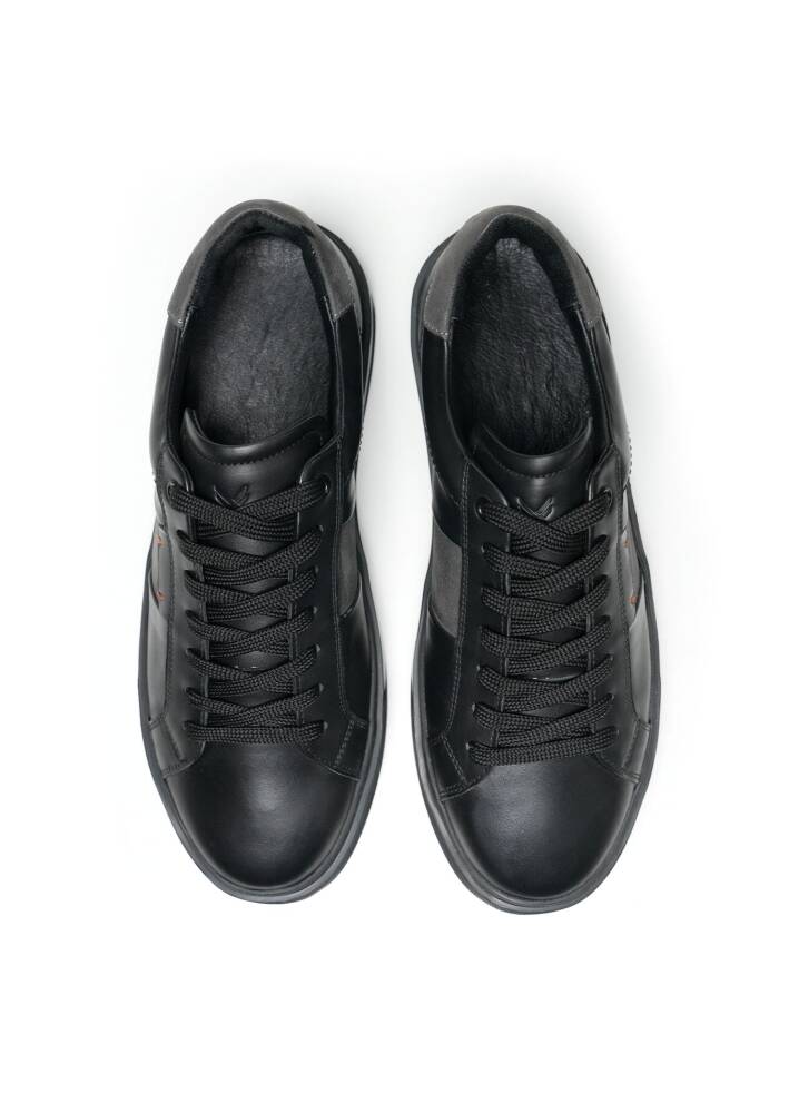 Pera Premium Siyah Deri Sneaker - 4