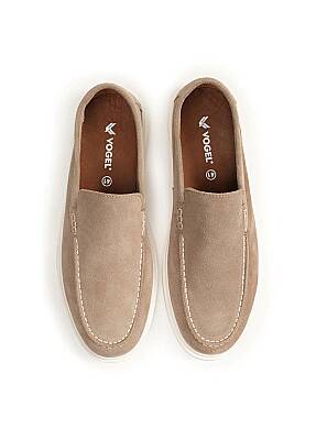Petra Premium Süet Deri Erkek Loafer Ayakkabı - Bej - 5