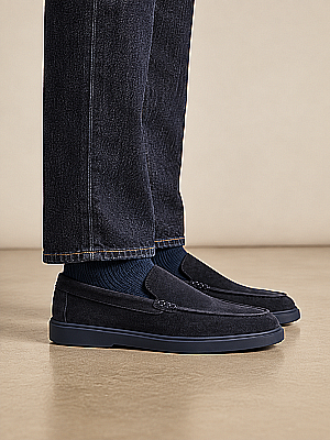 Petra Premium Süet Deri Erkek Loafer Ayakkabı - Gece Laciverti - 6