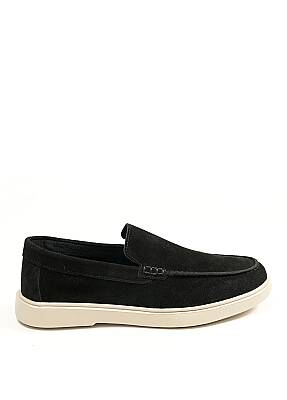 Petra Premium Süet Deri Erkek Loafer Ayakkabı - Siyah - 1